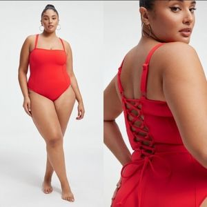 Good American Sculpt Corset One-piece Swimsuit in Bright Poppy Red Size 6 or 3XL